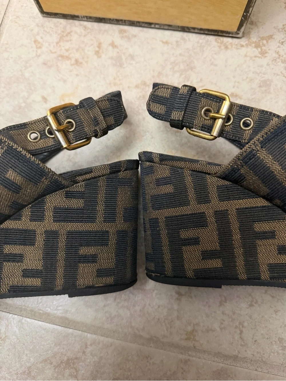 Fendi Zucca Wedge Heels Size 6.5